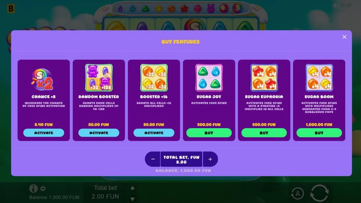 Interface do slot Sugar Merge Up em um dispositivo móvel